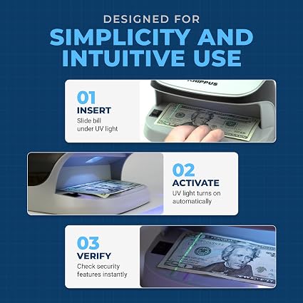 K410 Counterfeit Bill Detector Professional, High Intensity UV LED Counterfeit Money, ID & Credit Cards Verifier