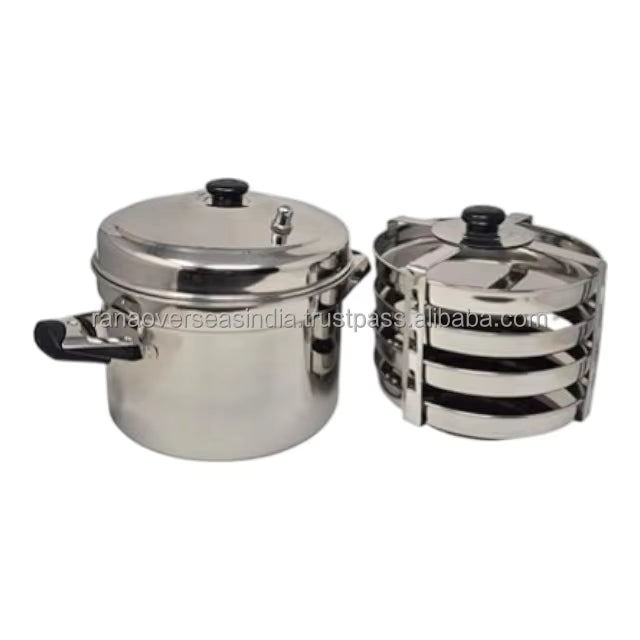 Best Quality High Quality Stainless Steel 24-IDLI 6-Plates Eco-Friendly Bakelite Handle Durable 4-Layer 4-L Gas Steamer